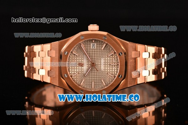 Audemars Piguet Royal Oak Clone AP Calibre 3120 Automatic Full Rose Gold with Grey Dial and Stick Markers (EF) - Click Image to Close